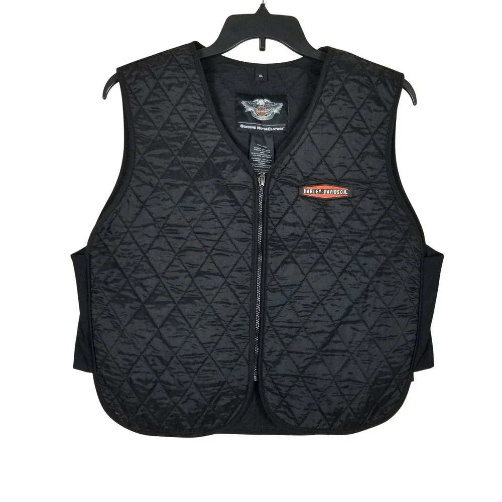Harley-Davidson Quilted Vest Mens XL Black Zip Up Biker Genuine MotorClothes